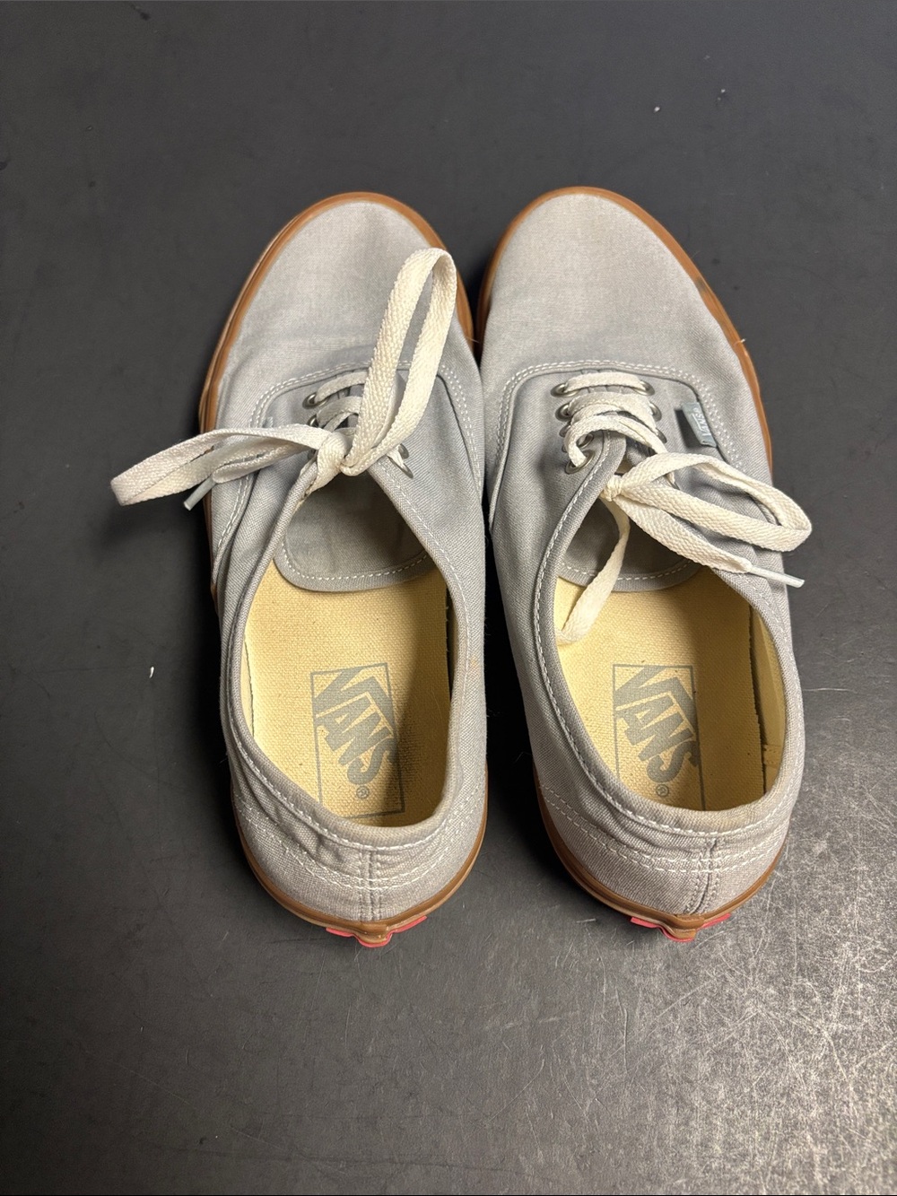 Vans Light Gray Canvas Lace-Up Sneakers with Gum Sole